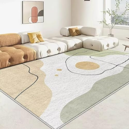 Teppich eingangstür,Grau-Gelb-Creme-Tinten-DesignRutschfest Langlebig,kinderteppich küChe deko,200x300cm