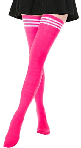 AQOKKA Extra lange Oberschenkelhohe Socken für Damen, gestreift, Overknee-Socken, lange Stiefel, Oberschenkelhohe Strümpfe, Beinstulpen