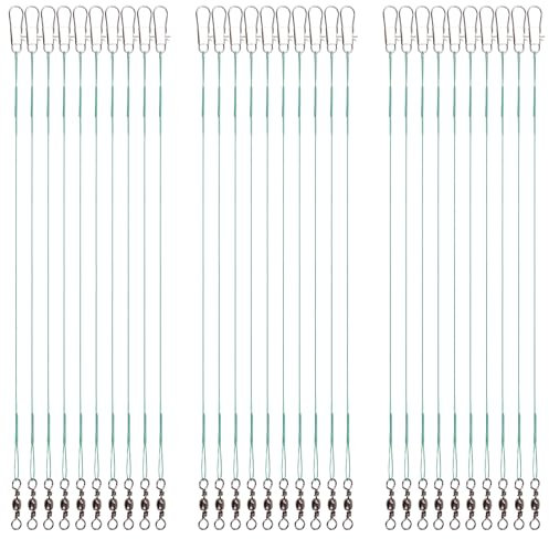 30 Stück Angelvorfächer, 19 cm Edelstahl Angelschnurvorfach Angeldrahtvorfach Angelzubehör, zum Verbinden von Angelgeräten, Ködern oder Haken, für Salzwasser und Süßwasser (Grün)