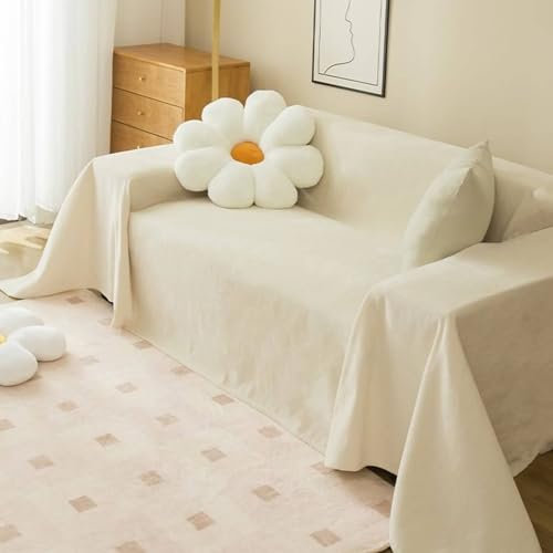 Epinki Couchbezug, 180x200CM Überwurfdecke für Sessel Einfarbig Muster, Wohnzimmer Sessel Hunde Haustiere Sesselbezug aus Chenille für Wohnzimmer Protector & Hunde Haustiere, Beige