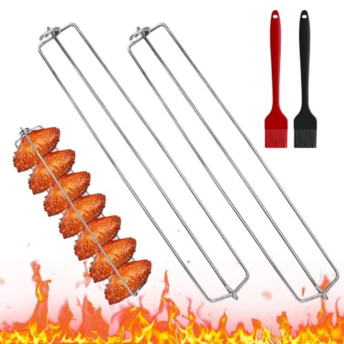 2 Pezzi Supporto Pollo Spiedini Acciaio Spiedini Acciaio Inox Spiedini Per Barbecue Binari In Acciaio Inox per Ali Di Pollo Griglia per Ali di Pollo per Barbecue con Ali di Pollo Picnic All'Aperto