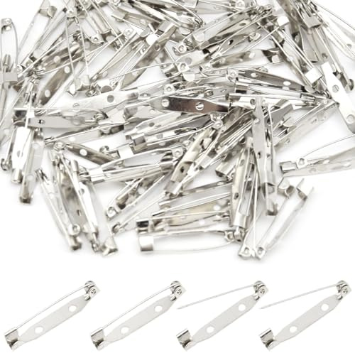 Ruidee 100 Pezzi Spille da Balia 32mm Spille Metalliche Spille per Artigianato Fai da Te piccole Spille per Button Spilles a Barra Per Artigianato abbigliamento Gioielli (DIY/32mm)