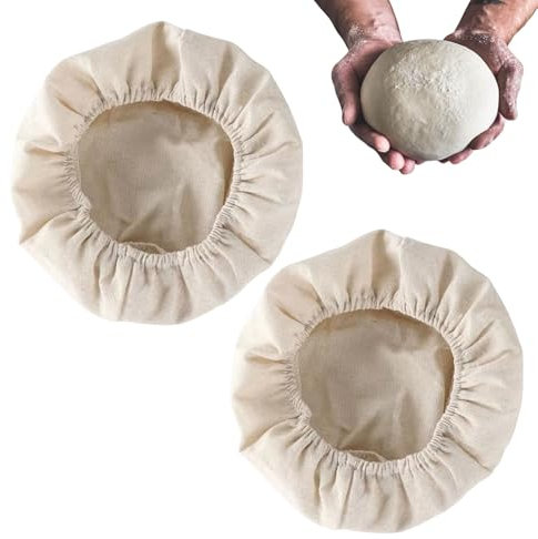 2 Fundas de Lino para Cesta de Fermentación 25 cm | Forro Redondo de Algodón Natural para Banneton de Pan | Accesorio para Pan Casero y Artesanal