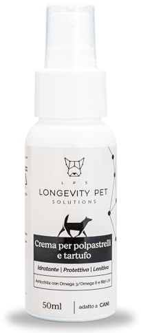 Longevity Pet Crema Polpastrelli Cane e Tartufo | Balsamo Zampe con Aloe, Tea Tree Oil e Olio di Neem | Balsamo Polpastrelli Cane per Neve e Caldo | Idratante e Lenitiva | 50 ml Made in Italy