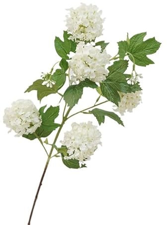 HXSCOO 5 Schneeball Holz Hortensien Simulation Blumen Innen Modell Zimmer Dekoration gefälschte Blumen(Weiß)