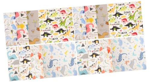 STOBOK 16 STK Dinosaurierstoff Steppstoff Aus Baumwolle Baumwollstoffe Stoff Mit Dinosaurier-Print Cartoon-dekorationsstoff Quilten Von Stoffquadraten Patchworkstoff Cartoon-Stoff
