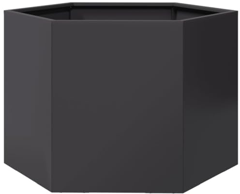 vidaXL Pflanzkübel Schwarz Sechseckig 69x60x45 Stahl