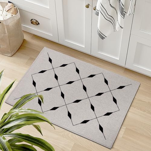 TUKDAK Fußmatte Innen 40x60cm, Gewebter Schmutzfangmatte Innen, rutschfest Fußmatte Waschbar, Saugstarke Eingangsteppich, Dünne Fussmatte, Türmatte für Eingang, Haustür