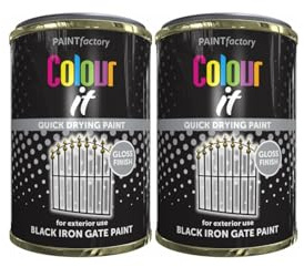 SDMAX All Purpose Black Iron Gate Tin Paint, Gloss Finish, Fast Drying, Durable And Long-Lasting Protection, Easy To Use, Portable And Lightweight, Exterior Use, 300ml (2PCS)