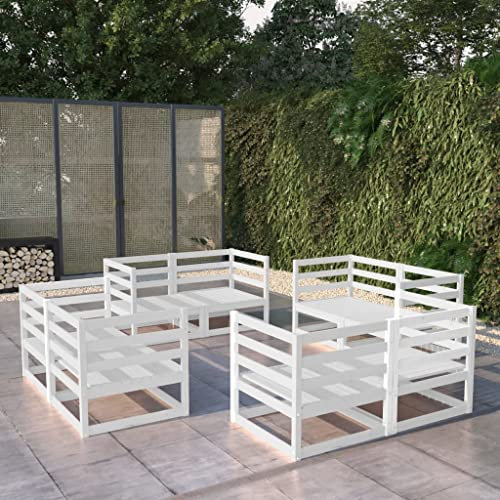 KTHLBRH 8-TLG. Garten-Lounge-Set Weiß Kiefer Massivholz Gartenmöbel-Sets Terrassenmöbel-Sets Outdoor-Möbel-Sets Balkonmöbel-Sets für Terrasse, Garten, Balkon