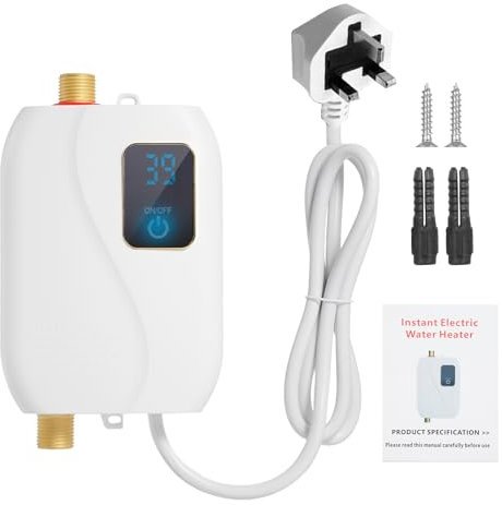 Mulcort Electric Water Heater 220V 3000W,Instantaneous Tankless Water Heater with LCD Display Indoor Installation,Wall Mount,43.2 GPH,Max Temperature 122°F,Suitable for Kitchen Sink Cleaning