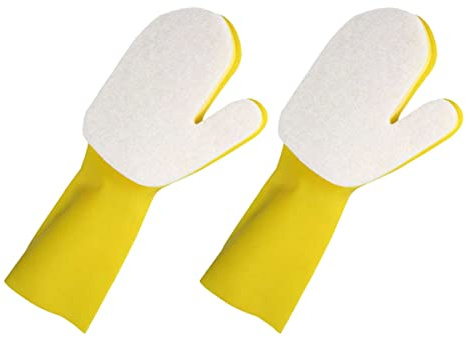 Veemoon 2pcs Latex Cleaning Gloves Kitchen Dishwashing Tool for Easy Clean-up Comfortable Fit Household Use and Gift Giving