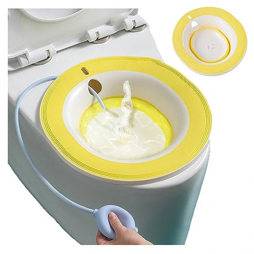 KHYTEBV Women's Squat Free Toilet Folding Bidet Bowl, Butt Washing Sitz Bath Basin with Flusher, Cold And Heat Resistant