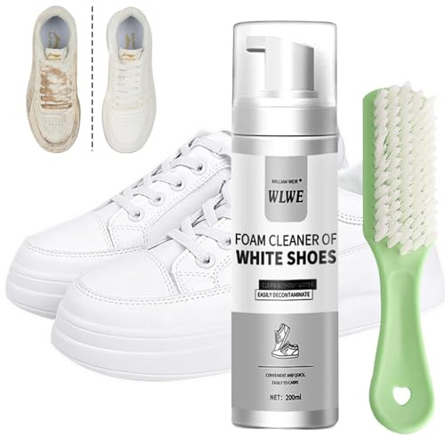 Sneaker Cleaner,Reinigungsschaum Schuhe,Schuhcreme Weiß | Sneaker Reiniger Weiß,Schuhreiniger Weiße Schuhe mit Bürste,Schnelle und Effektive Reinigung für alle Schuhtypen, 200ml
