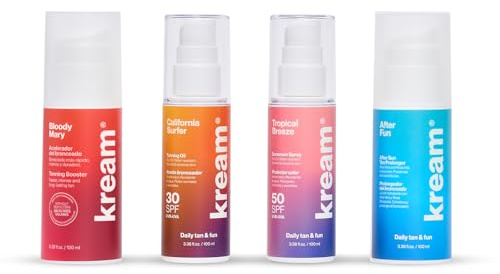 KREAM - Travel Summer Pack 100ml (Intensificador del Bronceado + Aceite bronceador SPF30 + Protector Solar SPF50 + After Sun)