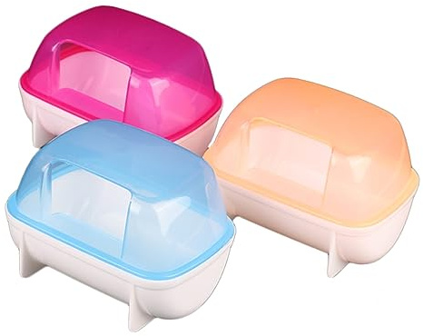 FIXOSHEE 3pcs Random Hamster Bath Plastic Bathtub Sandbox Hamster Bathroom Accessory