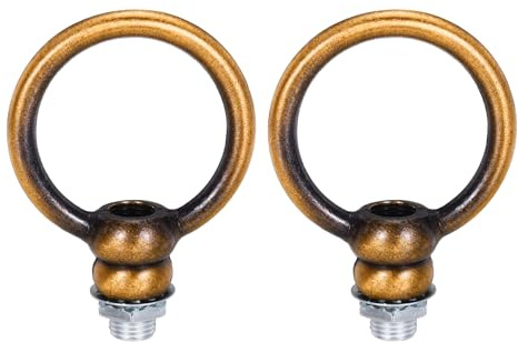 PATIKIL 18Lb Load Lamp Female Loop Holder, 2 Set Lifting Eye M10 Fine Thread Nut Hook Ring Shape Structural Support to Chandelier Lighting Fixture (Gold Copper, 2 x 2.3 Inch)