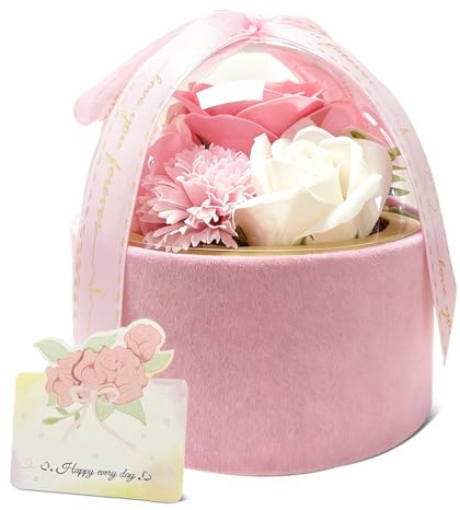 MeYuxg Ramo de jabón de lujo en caja de regalo, rosas hechas a mano con tarjeta de felicitación, perfumadas y decorativas, ideal para el día de la madre, cumpleaños, Navidad, San Valentín, día del