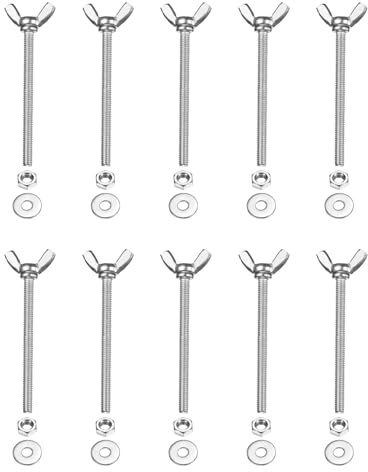 PATIKIL M4-0.7 x 50 mm Wing Butterfly Screw, 10 Pcs 304 Stainless Steel Wing Nuts and Bolts Machine Fastener Thumb Hand Screws for Electronic Equipment DIY Tools, Silver
