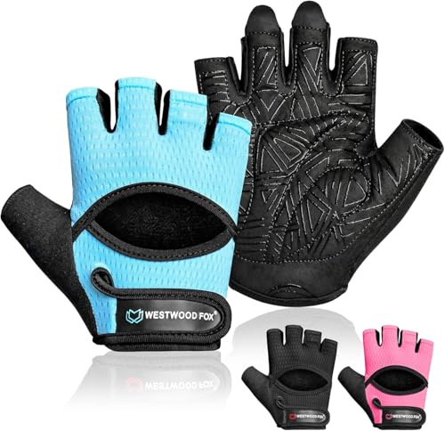 WESTWOOD FOX Guantes de gimnasio para hombres y mujeres, guantes ventilados para levantamiento de pesas, fitness, ciclismo y entrenamiento con acolchado grueso, protección completa de la palma, agarre