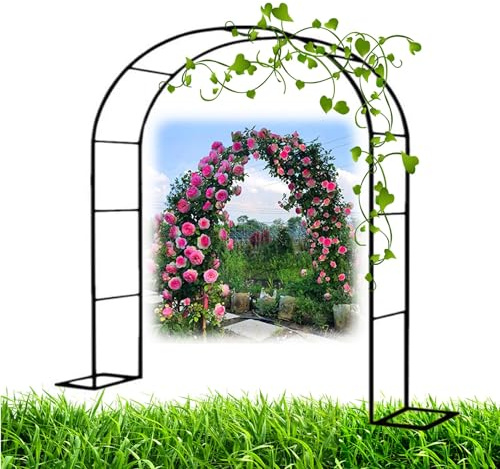 Arche de jardin en métal pour plantes grimpantes, tonnelle de rose pour mariage, pergola noire avec support de base, dimensions : 230 x 140 x 40 cm, 220 x 160 x 40 cm, 230 x 200 x 40 cm (l 180 x H 220