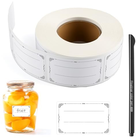 Wozzies ﻿Etiketten Selbstklebend, 600 Stück Etiketten Marmeladengläser, Klebeetiketten zum Beschriften mit Stift, Gefrieretiketten zum Marmeladen, für Gläser, Marmelade, Flaschen (30x50mm)