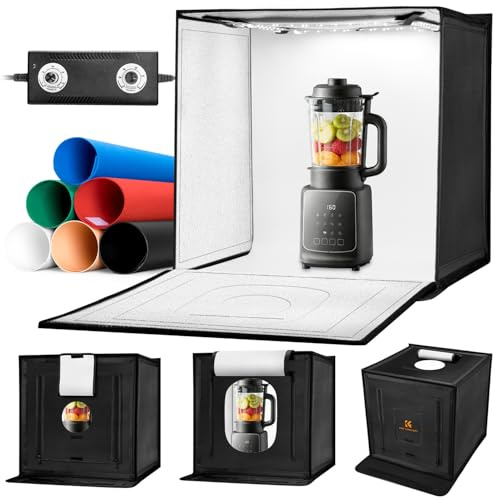 K&F CONCEPT Shooting Tent, 20x20 Photo Studio Light Box with 160 LEDs 97+ CRI, 3000K-5600K Dimmable & 6 Backdrops, Portable Folding Lightbox for Product Photography