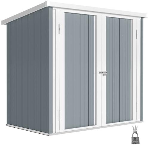 Outsunny Abri de Jardin - cabane de Jardin 1,09 m² - cabanon Rangement Outils 2 Portes verrouillables - dim. 147L x 86l x 134H cm - tôle d'acier Gris Clair Blanc