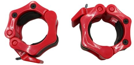 Ludom 2PCS Barbell Collars Dumbbell Clasps 50mm Dumbbell Bar Clamp for Weight Training Weightlifting Fitness Gym Red