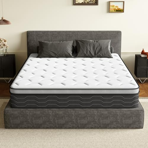DEWINNER Matelas 90x190, Épaisseur 30 cm, Matelas à Ressorts Ensachés et à Mémoire de Forme, Matelas de lit d'adulte, Dureté Moyenne, 7 Zones, Soutien Parfait, Livraison sous Vide