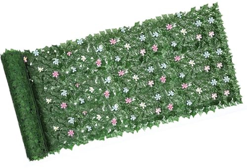 Valla de privacidad de hiedra – Fondo de pared de planta sintética de 3,3 x 10 pies, pantalla resistente a la intemperie con protección UV, valla de protección UV realista y transpirable | Partición R