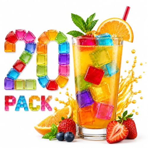 A2Z Reusable Ice Cubes 20 Pack with Mesh Bag Drink Chilling Cubes Set | Non Diluting Freezer Beverage Coolers for Cocktails Whisky Juice Water
