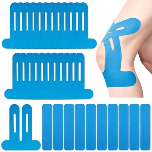 30 Stück PreCut Kinesiotapes Knie,Knietapes Vorgeschnitten Knie, Wasserdichtes Elastisches Physio, Knie Tape Vorgeschnitten Bei Knieschmerzen, Bieten Joints Support (T+I Förmig)