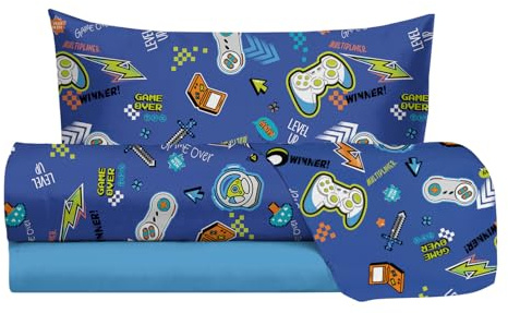 hermet Jolly - Juego de sábanas para Cama Individual, diseño de Tenis, 100% algodón, sábana encimera + sábana Bajera + Funda de Almohada