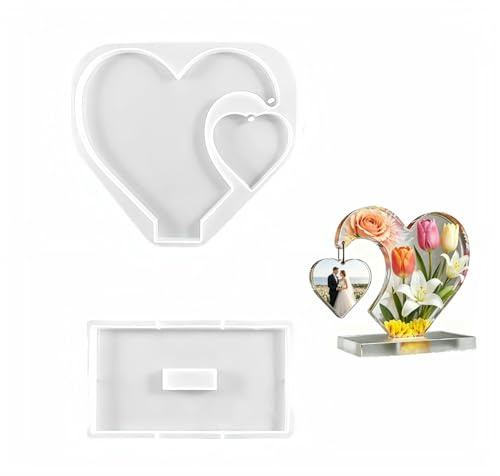 Stampi in silicone per colata a forma di cuore, in resina epossidica, set per cornici e vasi di fiori, stampi in gesso 3D per matrimoni, stampi fai da te in resina epossidica, grandi per principianti
