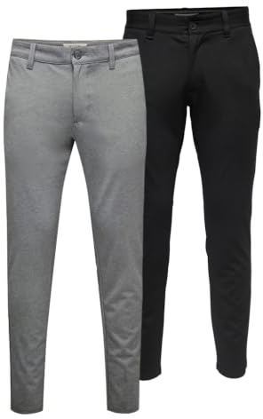 Only & Sons Chino byxor ONSMARK slim fit chinobyxor, B: Medium grå melange/svart, 31W / 30L