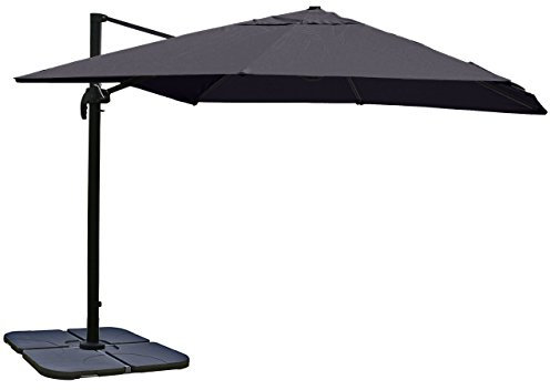 Mendler Gastronomie-Ampelschirm HWC-A96, Sonnenschirm, 3x3m (Ø4,24m) Polyester/Alu 23kg mit Ständer - anthrazit