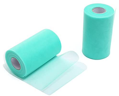 ZADAWERK® Tüll - 15 cm x 45 m - Pink - 1 Rolle - Tisch-Deko - Hochzeit - Weihnachts-Tüll - Geschenk - Schleife - Schleier - Tutu - DIY Tüllrolle - Netzstoff (Mint, 15 cm)