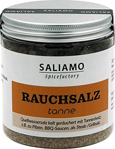 250g Rauchsalz Schwarzwälder Art, Salz mit kräftigem Rauchgeschmack, BBQ Salz, Gewürzsalz, Tannensalz, Buchenholzrauch, Rauch Aroma | Saliamo