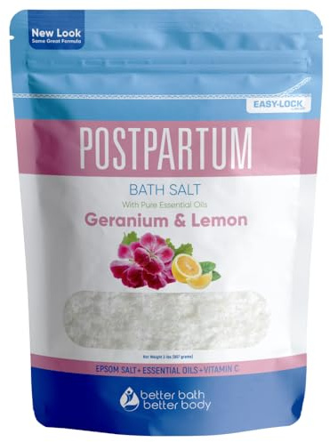 Postpartum Sitz Bath Soak (2 Lbs) Postpartum Care for New Moms Bath Salt with Essential Oils in Easy Press-Lock BPA-Free Pouch Made with Natural Ingredients Made in USA