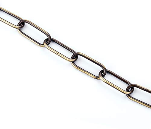 ORION LIGHTSTYLE Kette für Kronleuchter Lampenkette 1m Gliederkette Kronleuchteraufhängung Leuchtenkette Eisenkette Rundgliederkette Metall (Patina, 4mm)
