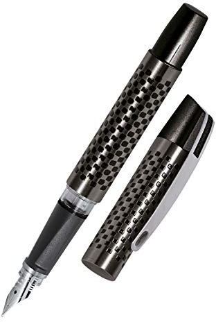 Online Füller Campus Chess Stone, Tinten-Füller für Rechtshänder, ergonomisches Griffstück, hochwertige Iridium-Feder medium, Standard-Tintenpatronen, inkl. Kombipatrone blau, Allergiker geeignet