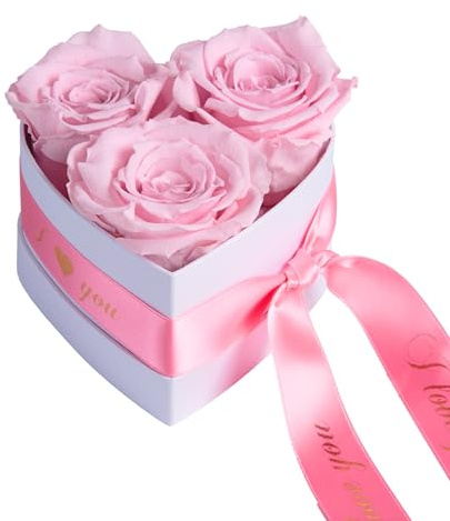 Infinity Rosenbox Herz - 10x12cm ewige Rosen Rosa haltbar 3 Jahre - Geschenk für sie - Valentinsday gift box for girlfriend von Rosemarie Schulz Heidelberg (I Love You, Rosa)