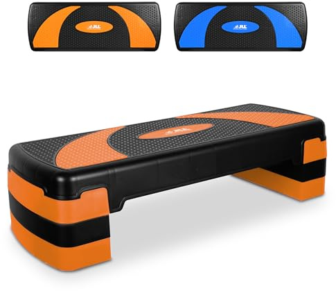 JLL Fitness Large Aerobic Step Platform with 3 Adjustable Heights Exercise Stepper for Home Gym Workouts,81cm x 31cm x 20cm (Orange）