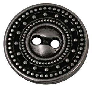 10 Stück 2 Loch silber mit schwarz Knöpfe aus Metall 11mm, 15mm, 18mm, oder 20mm (15mm)