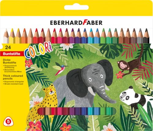 Eberhard Faber 511425 – färgpennor set Colori, 24 jumbo färgpennor i ergonomisk triangelform