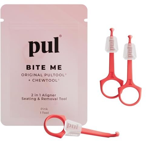 PUL System Aligner Chewies och Removal Tool Combo för Invisalign och Aligners (3 Pack, Pink)