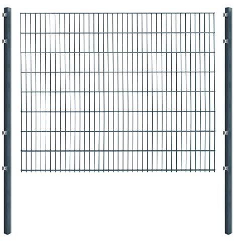 Doppelstabmattenzaun - Komplettset inkl. Pfosten (60x40mm) und Montagematerial - Verschiedene Längen und Höhen – Grün oder Anthrazit (L 8 m - H 163 cm, anthrazit)
