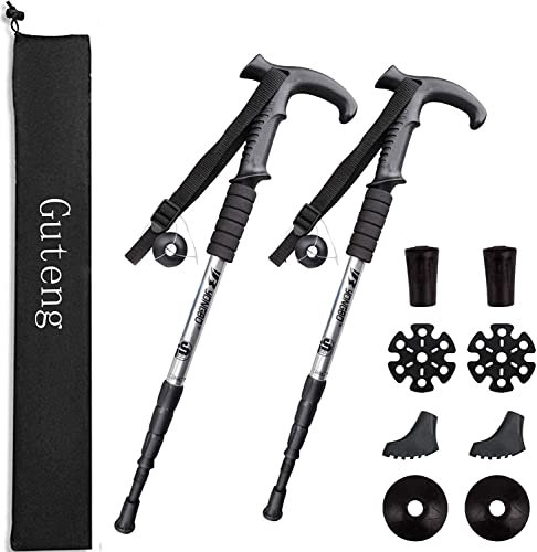 ANGNYA 2 Stück Trekkingstöcke Wanderstöcke mit Antischock-System teleskopierbar, zusammenklappbar, Verstellbare Leichtgewichtige Walking Stöcke Ultraleicht für Wandern, Camping, Berge