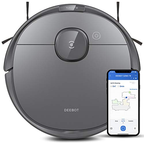 ECOVACS DEEBOT OZMO T8 Robot Vacuum Cleaner & Mop with Smart Object Detection & Avoidance, Advanced Laser Mapping, High Efficiency Filter Ideal for Pet Hair, 3 Hours of Runtime